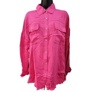 White Birch Shacket Jacket Shirt Lightweight Hot Pink Button-Up Womens Large New